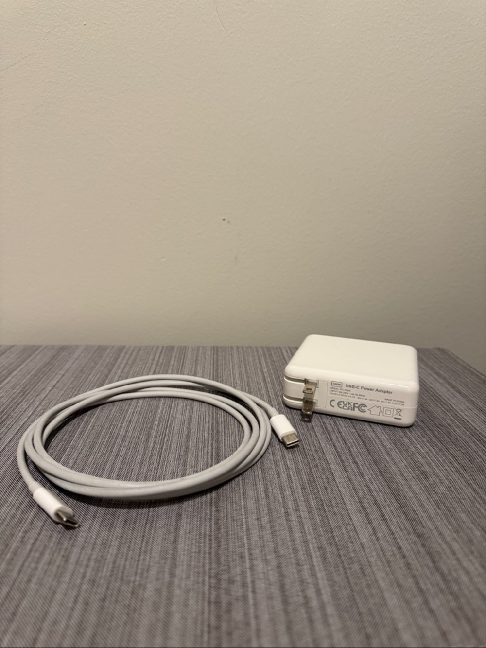 USB-C Power Adapter and USB-C to USB-C Cable - White